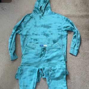 Old Navy Jogger Fleece Tie Dye Sweat Suit (Unisex Hoodie Sz Large & Pants Sz M)